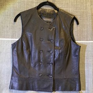 Banana Republic black double breasted Leather vest